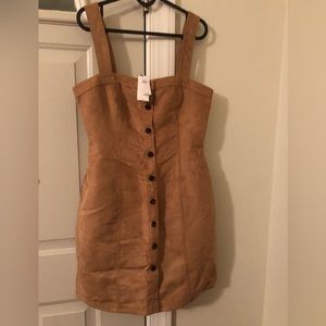 VEGAN SUEDE BananaFactory mini dress Tan READ sz 6-really an 8 but runs small